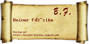 Beiner Füzike névjegykártya